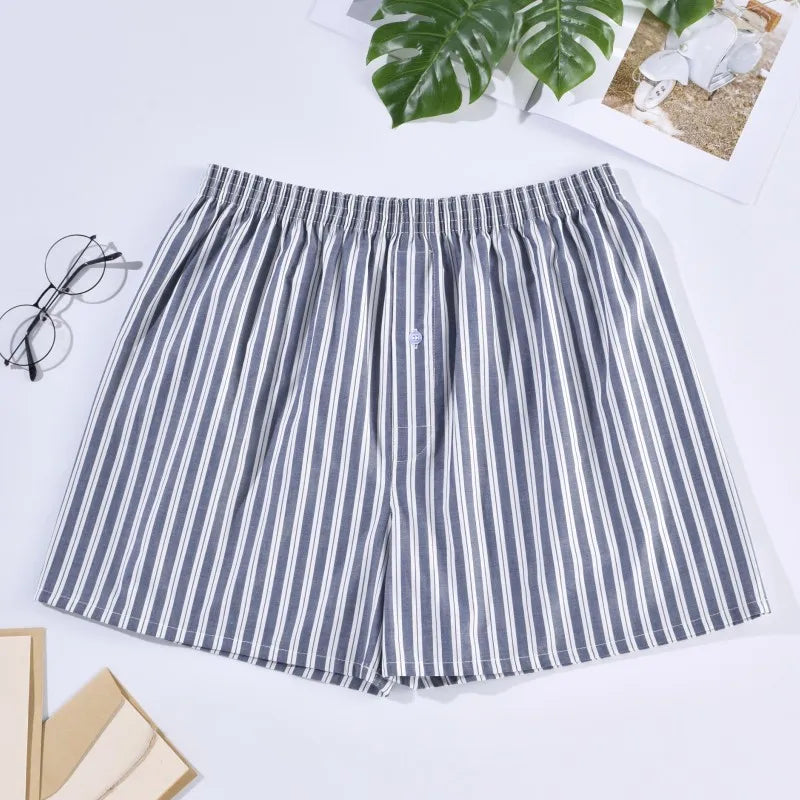 Men's Underwear Boxer Shorts Casual Cotton Sleep Briefs Homewear Men's Arrow Striped Plaid Loose Comfortable Underwear