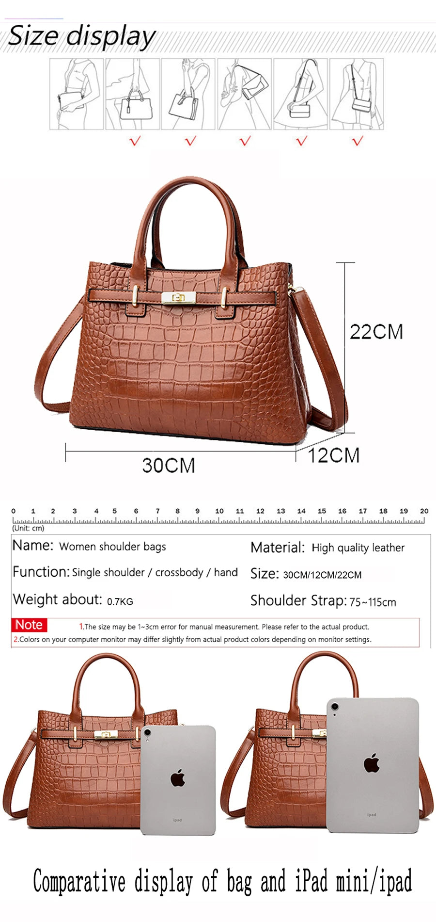 Famous brand women's handbags, high quality crocodile stripe three-piece designer shoulder bag/tote bag 