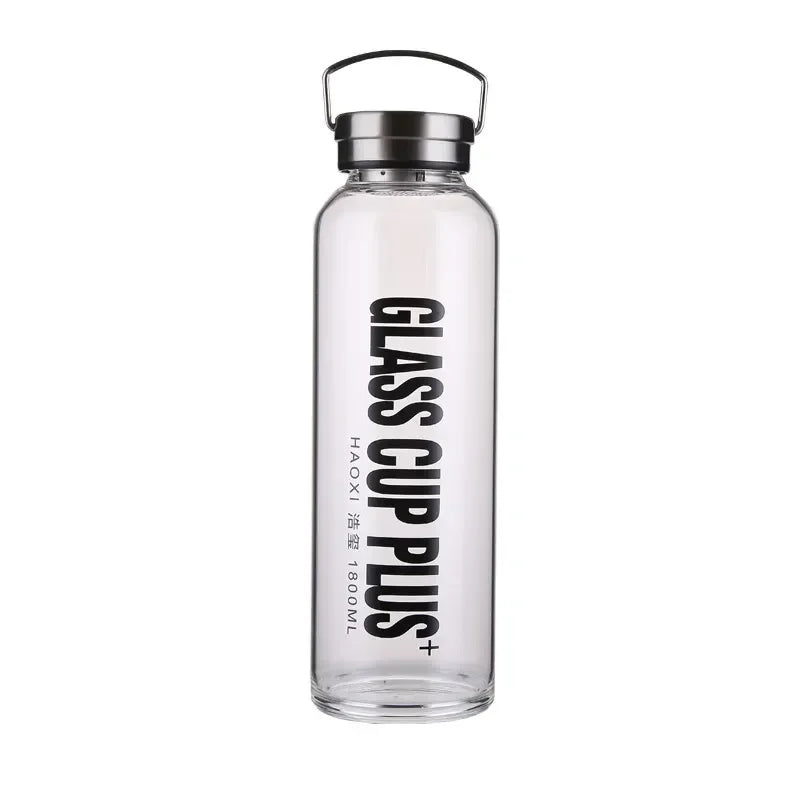 Bouteille d'eau en verre de 2L avec sangle, bouteilles d'eau de Sport, voyage en plein air, verres portables étanches, bouteille de thé en verre avec infuseur
