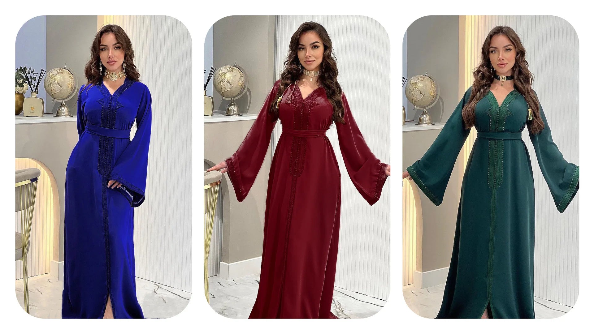Jalabiya-Robe musulmane élégante pour femmes, caftan moyen, ceinture, Eid, Dubaï, Abaya islamique, Turquie, robes de soirée, Ramadan Abayas