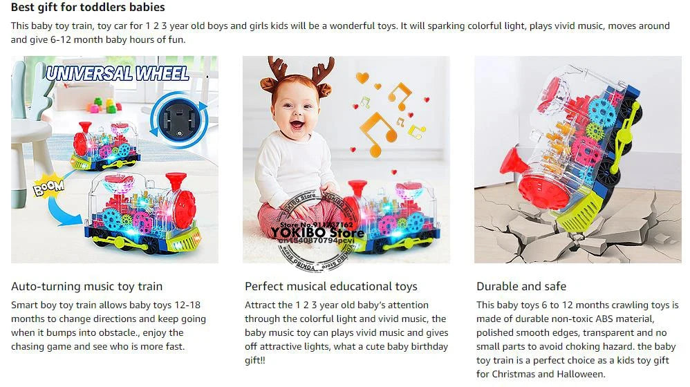 Train électrique jouet pour enfants tout-petits Train rampant avec son léger musique jouets éducatifs précoces jouets de Train pour enfants jouets pour bébés