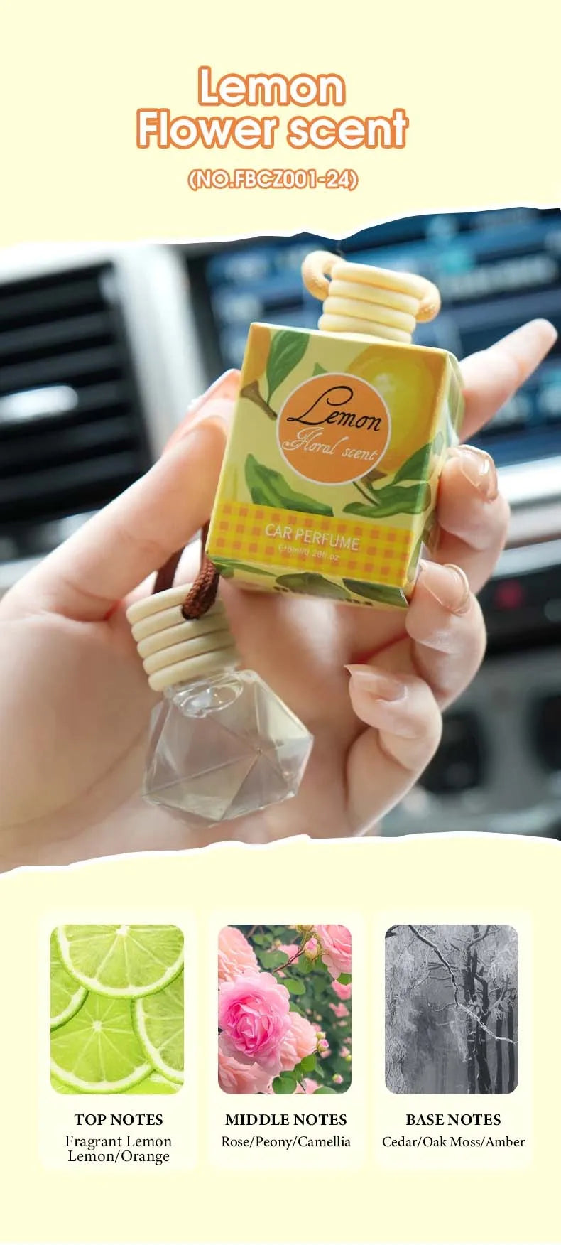 8ml Fresh Natural Car Scent Fruity Car Air Fresheners Sustainable Brand Coconut Peach Scent Jadec Car Pendant Deodorant
