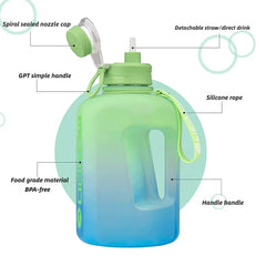 Bouteille d'eau de sport de grande capacité fecL, bouilloire de fitness en plein air, tasse d'eau en plastique nickel é, grand baril à souder portable pour étudiants