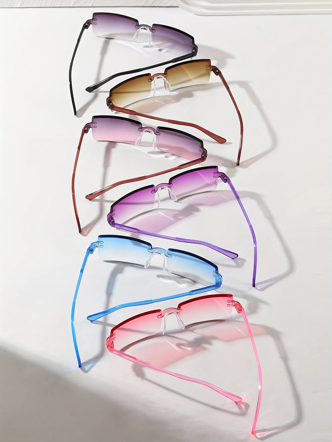 Lunettes de soleil rectangulaires pour femmes et hommes, 6 pièces, mignonnes, couleur bonbon, nuances décoratives, UV400