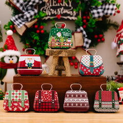 Metal storage box for Christmas decoration, handbag shape, 18 jars, jewelry case, children's gift, storage boxes, open Christmas party, 2024