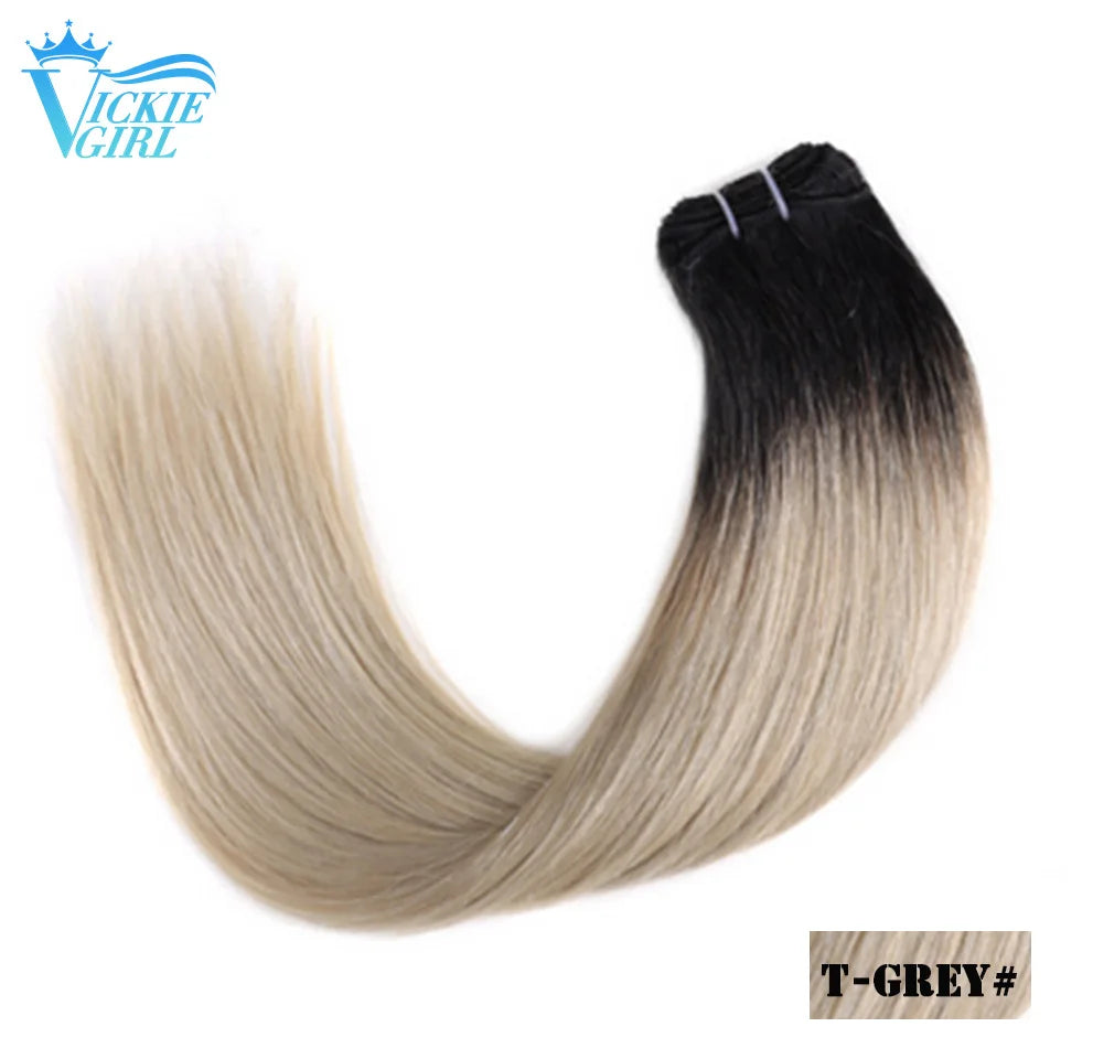 Straight Human Hair Weft Bundles Ombre Blonde Human Hair Extensions 100g/piece 16"-28" Skin Color Remy Straight Double Weft
