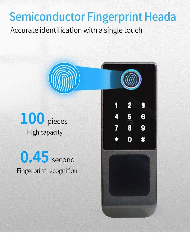 Serrure de porte intelligente électronique sans clé, serrure à empreintes digitales, étanche, Tuya, télécommande WiFi, Bluetooth, carte d'application TTLock, code numérique
