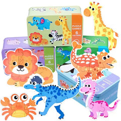 Puzzle en bois pour bébé jouets Montessori dos boîte en fer pour enfants de 2 3 et 4 ans