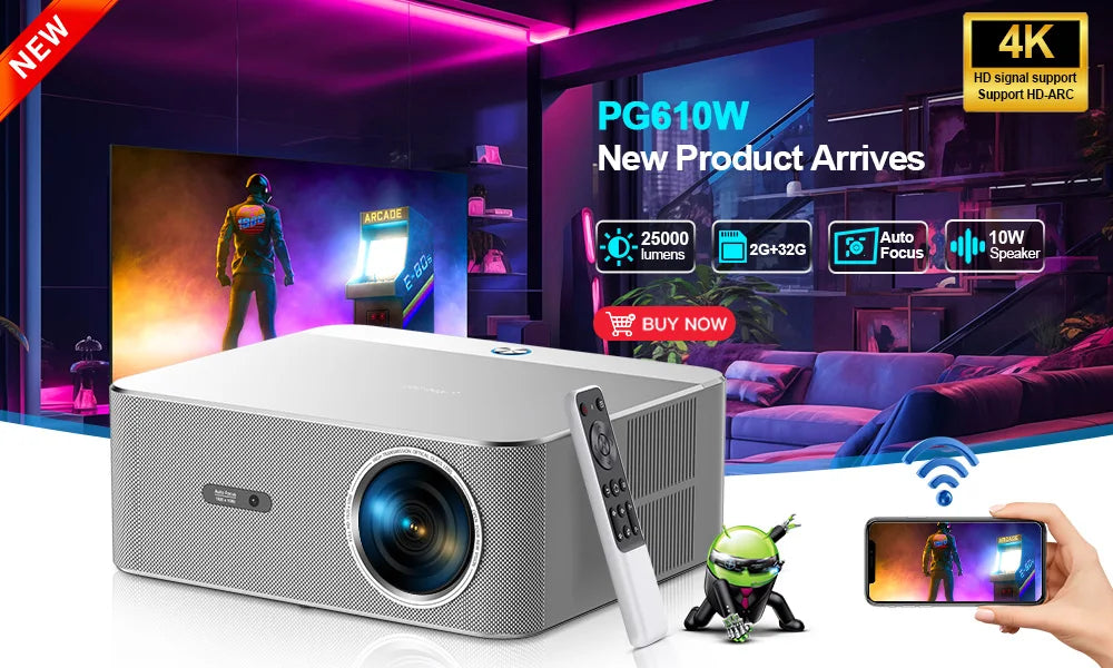 PROGAGA PG370 1080P projecteur Full HD pour film WiFi Android projecteur 4K PG370 Smart TV Home cinéma Mini projecteur vidéo Portable vidéoprojecteur videoprojecteur 4k projecteur projecteur vidéo retroprojecteur 4k