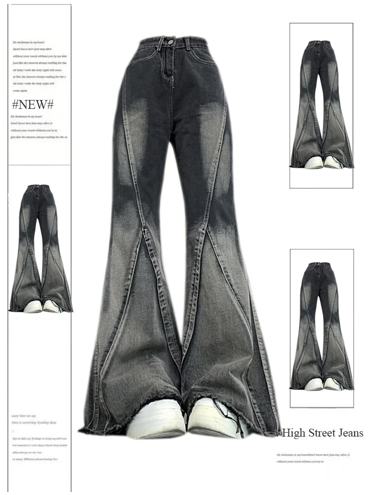 Black Gothic Jeans for Women, Harajuku Y2k, 90s Aesthetic, Vintage, Fashion, Denim Pants, Wide Leg, Trash Emo, 2023, 2000