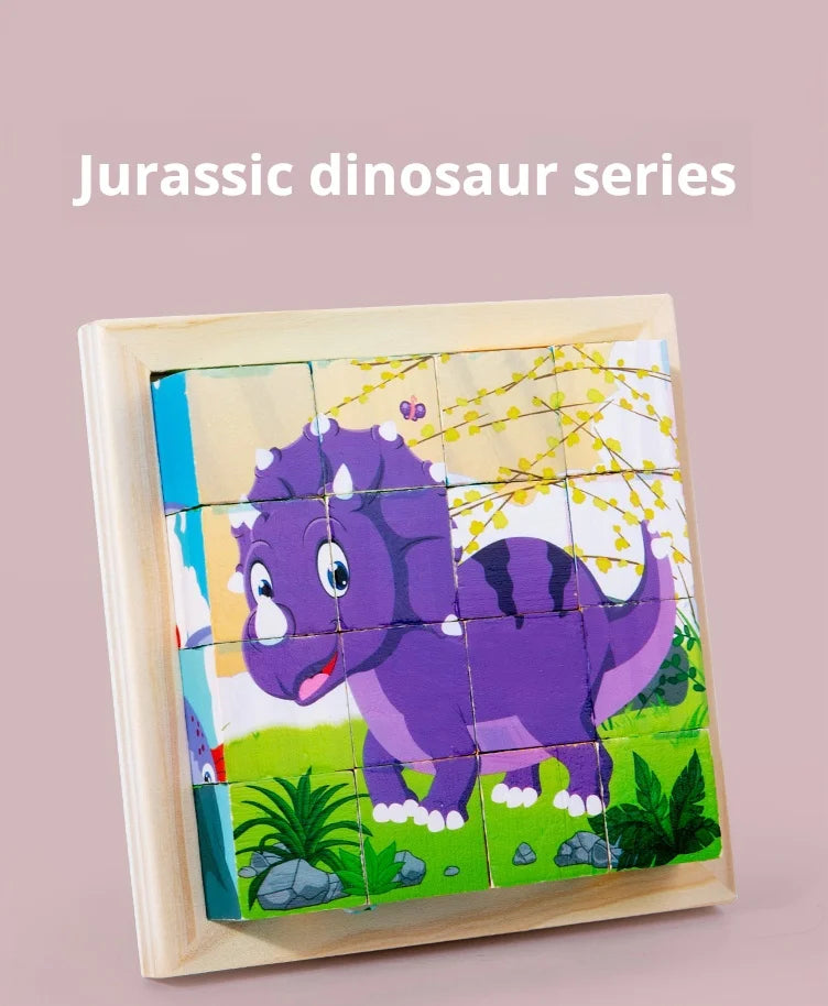 Puzzle en bois peint à Six côtés, blocs de construction tridimensionnels pour animaux de la circulation, jouet éducatif pour l'éducation précoce