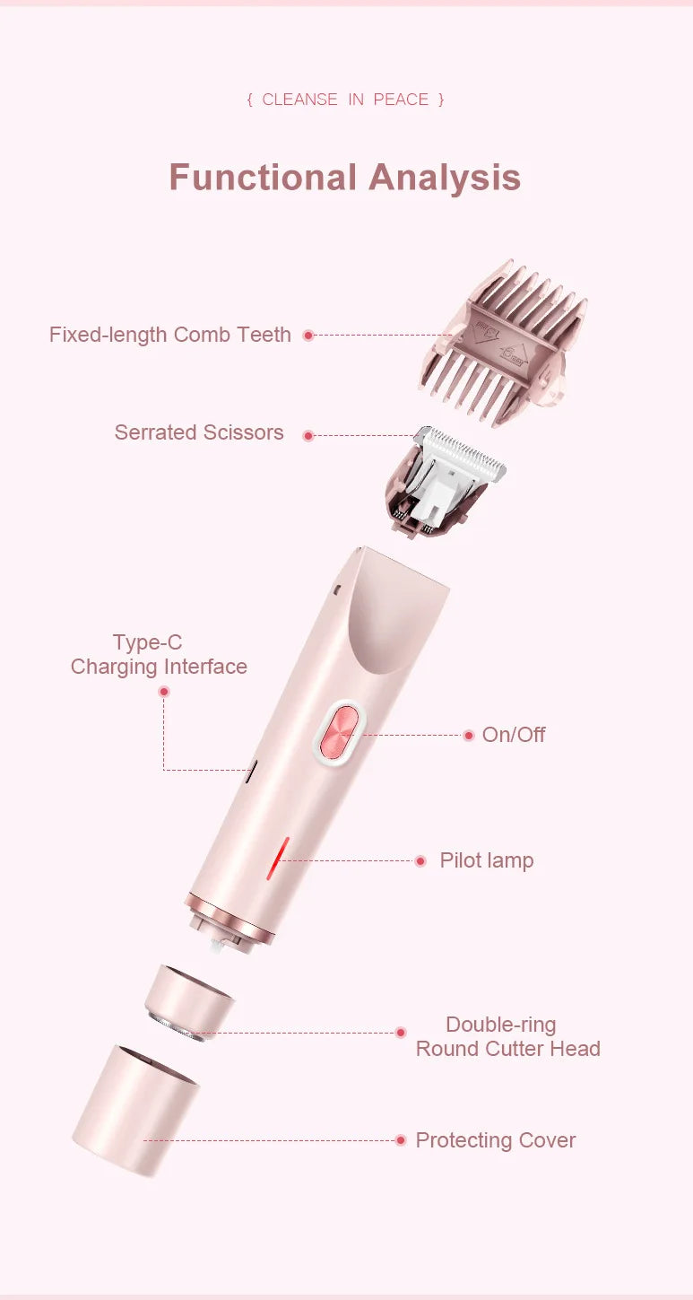 2-in-1 Electric Epilator, Painless Shaver, Bikini Trimmer, Facial Mustache Trimmer, Body Shaver for Women, Facial Epilator