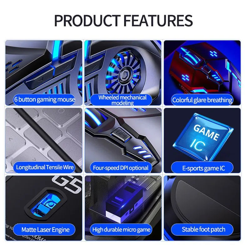 Silver Eagle G5 Muet Souris Filaire Six Clés Jeu Lumineux E-Sports Machines Ordinateur Accessoires Livraison Transfrontalière
