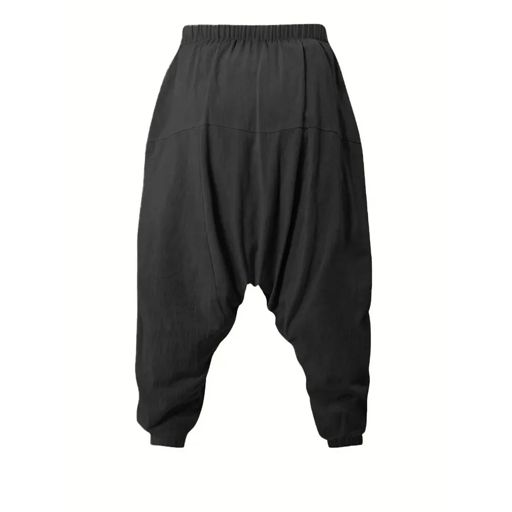Sarouel pour hommes coton lin entrejambe bas confortable Streetwear coupe ample respirant léger pantalons longs hommes Joggers
