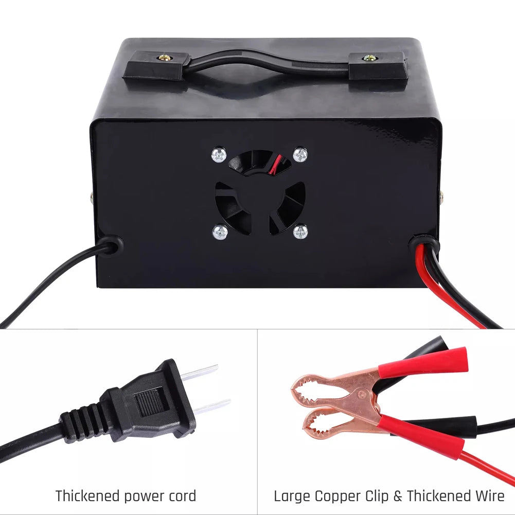 High-power car battery charger, fast charger, intelligent pulse repair, automatic shut-off, 400A, 12V, 24V, 220W