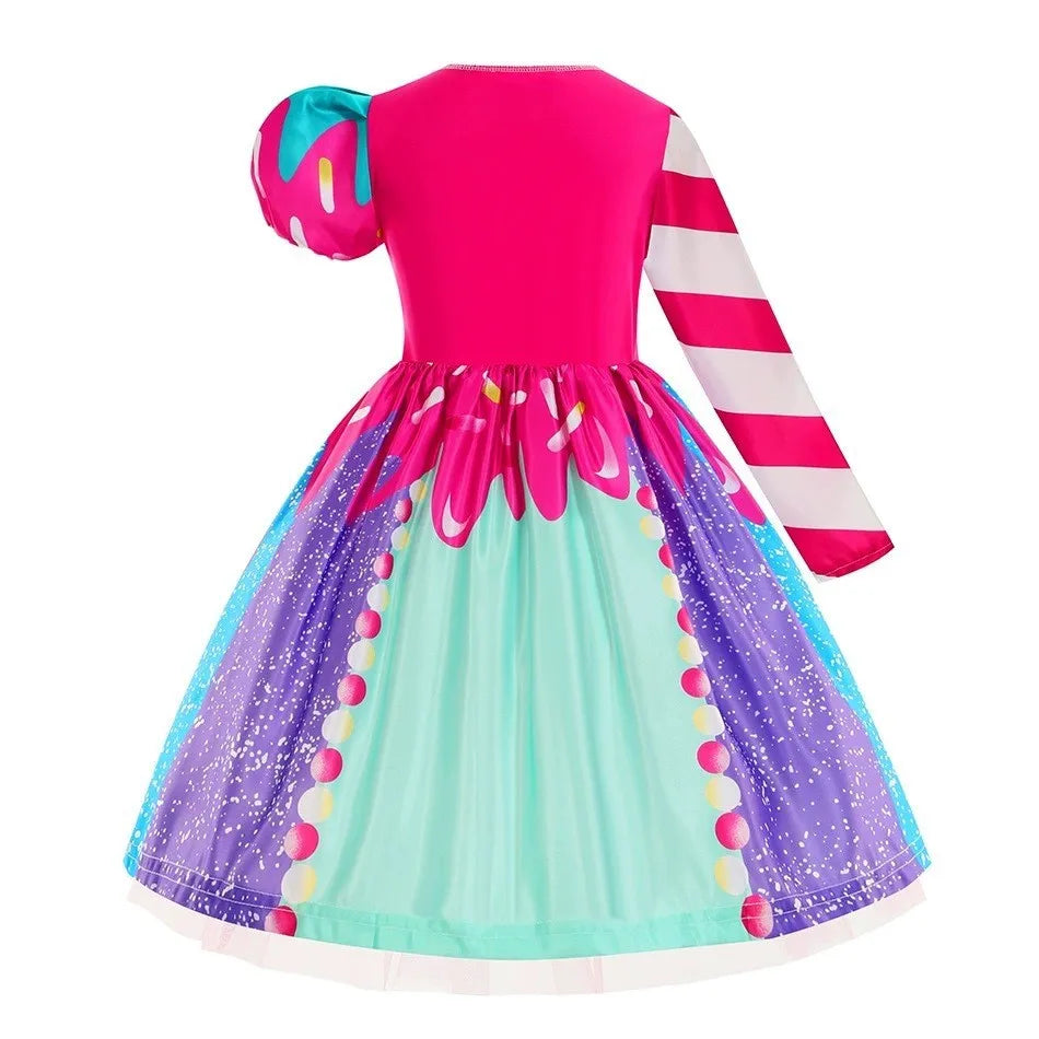 Robe sucette sucette pour filles, costume de carnaval, costume d'anniversaire pour petits enfants, tutu arc-en-ciel de paupières, vêtements de mariage pour enfants, bonbons doux, nouveau