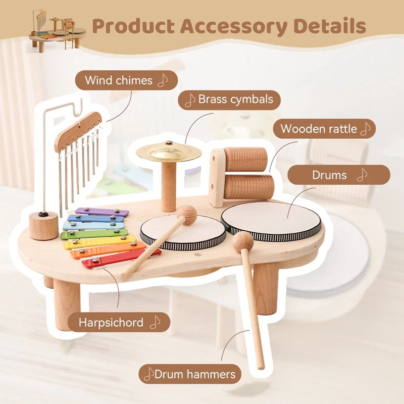 Jouets éducatifs pour bébés, cloches éoliennes en bois, jouets musicaux Montessori pour enfants, Xylophone, cadeaux d'anniversaire pour nouveau-nés, jouets de Table musicale