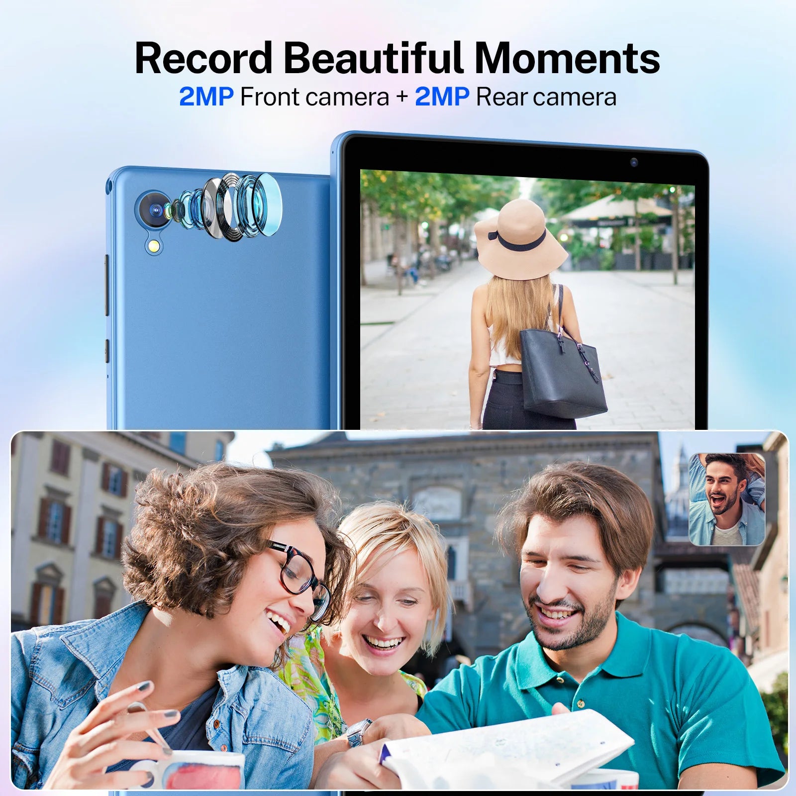 Dernière tablette Android 14, tablette 10 pouces, processeur Quad-core, WiFi 5G, 4 Go de ROM + 32 Go de RAM, résolution 1280 x 800, batterie 6000 mAh