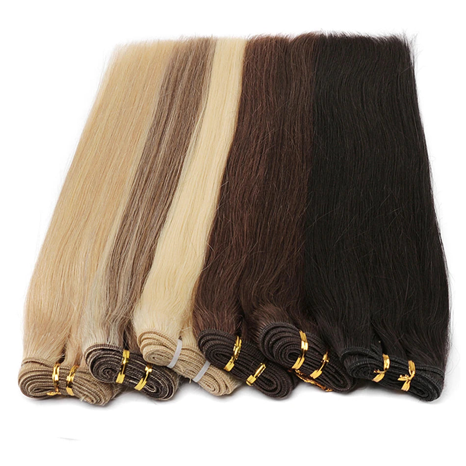 Straight Human Hair Weft Bundles Ombre Blonde Human Hair Extensions 100g/piece 16"-28" Skin Color Remy Straight Double Weft