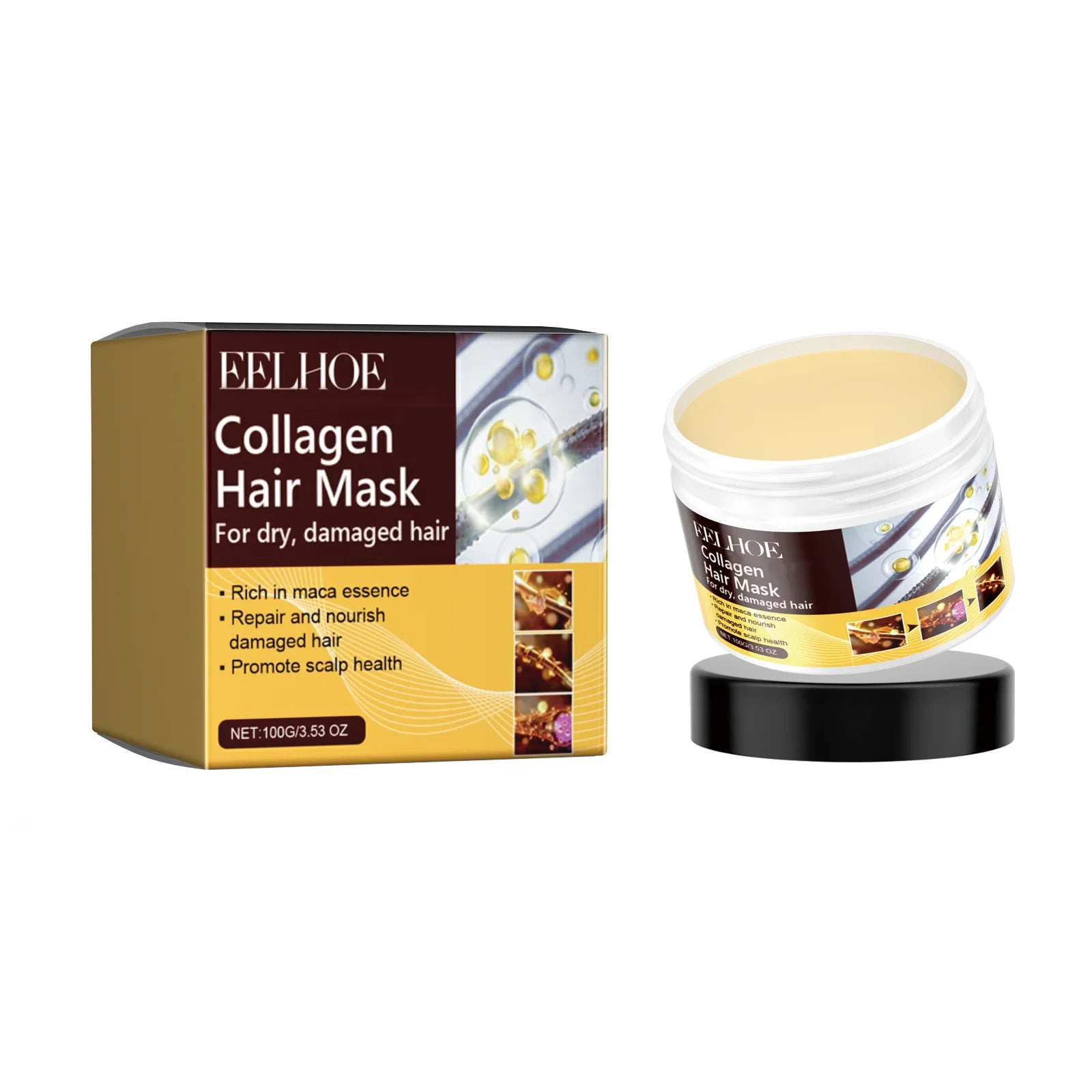 Masque de soin capillaire au collagène KerBrian, traitement des cheveux secs et abîmés, lisser manuellement, lisser, hydrater, doux, produits de soin