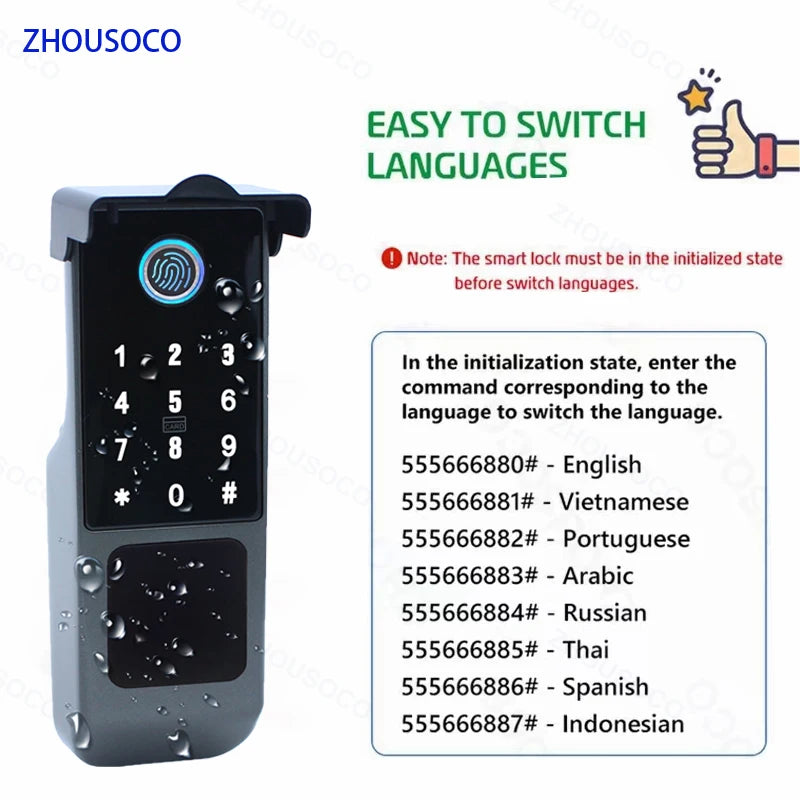 Serrure de porte intelligente électronique sans clé, serrure à empreintes digitales, étanche, Tuya, télécommande WiFi, Bluetooth, carte d'application TTLock, code numérique