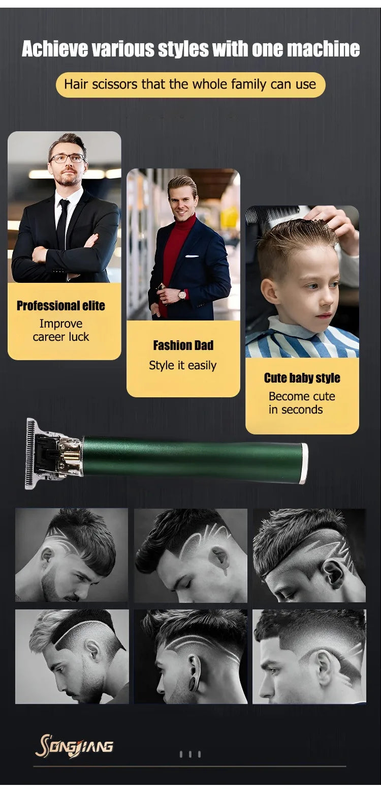 Tondeuse à cheveux professionnelle Machine de coupe de cheveux barbier tondeuse à cheveux Rechargeable tondeuse à cheveux en métal pour hommes