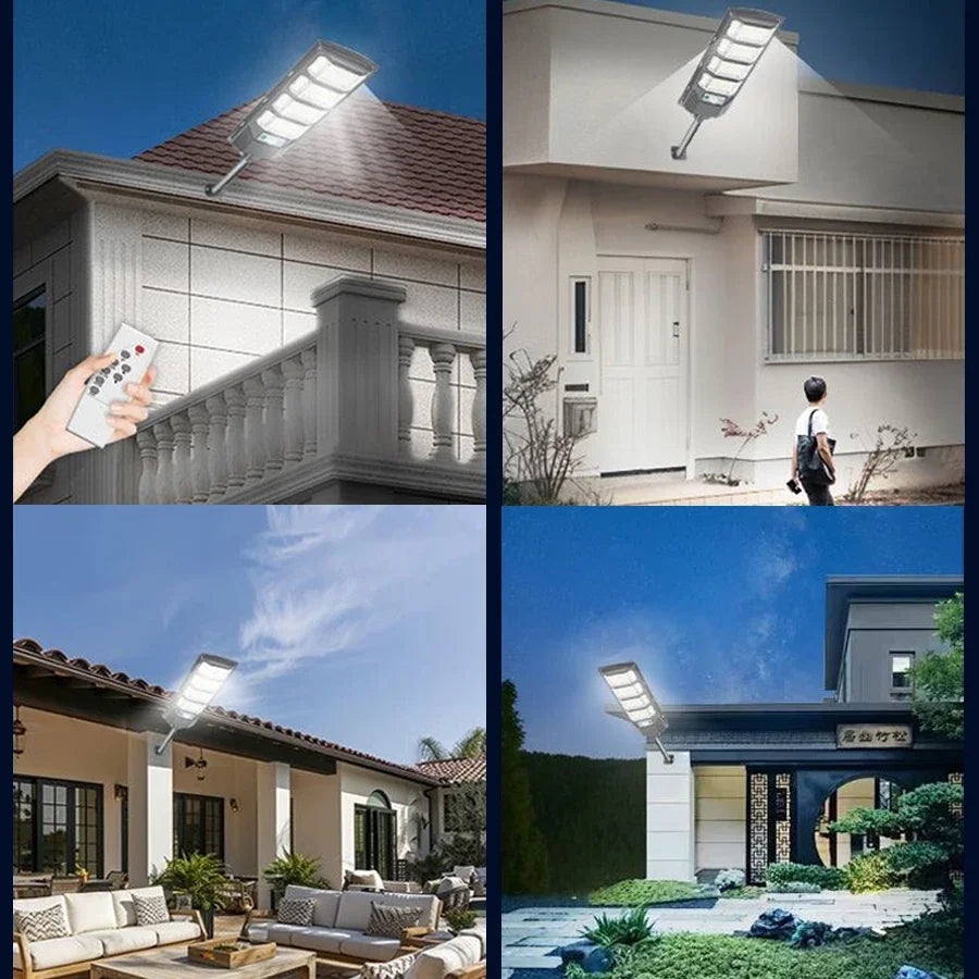 10000W Ultra Powerful Outdoor Solar Lights, 320° Wide Beam Angle, Adjustable Brightness Streetlights