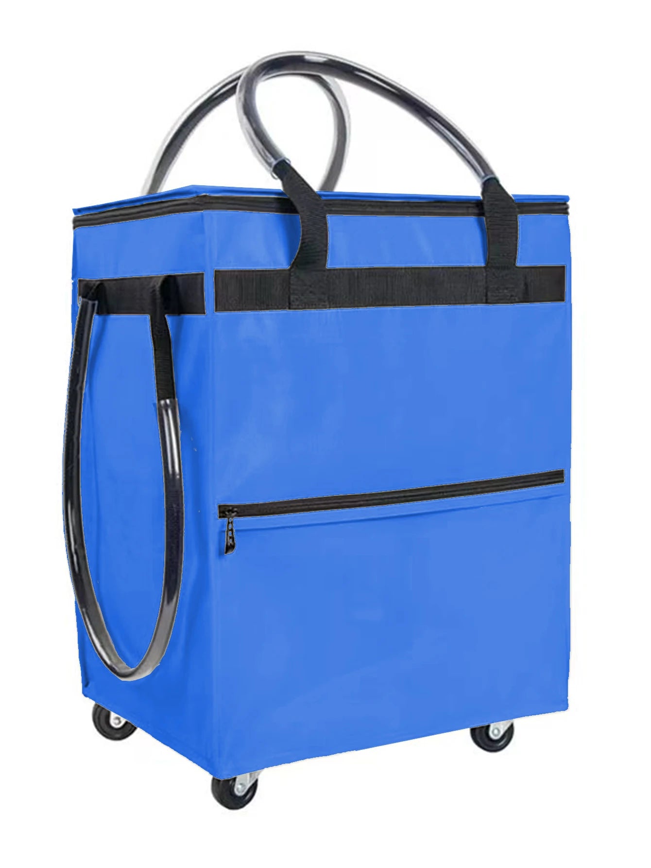 Sac de courses réutilisable à roulettes, sac fourre-tout roulant de voyage de grande capacité, fermeture à glissière, poignée pliable, pas facile à casser