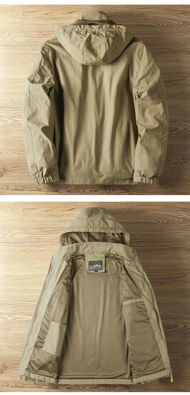 Men's casual outerwear jackets, spring and autumn fashion, slim fit, punch-hole jacket with hat, versatile men's streetwear