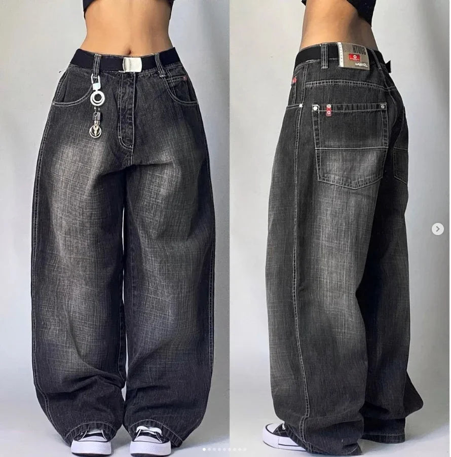 Jean Baggy Délavé à Poches Multiples pour Homme et Femme, Streetwear, Y2K, Hip-hop, Harajuku, Décontracté, Gothique, Taille Haute, Large, Surintendant, Nouvelle Collection