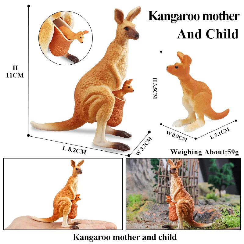 Classic Australian Wild Animals Kangaroos Koala Platypus Tasmanian Devil Echidna Cassowary Model Figurine Toy Child Gift