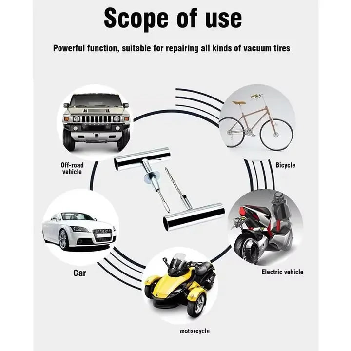 Kit de réparation d'opathie de voiture, ensemble d'outils de cloutage, auto, vélo, moto, crevaison, bouchon, accessoires
