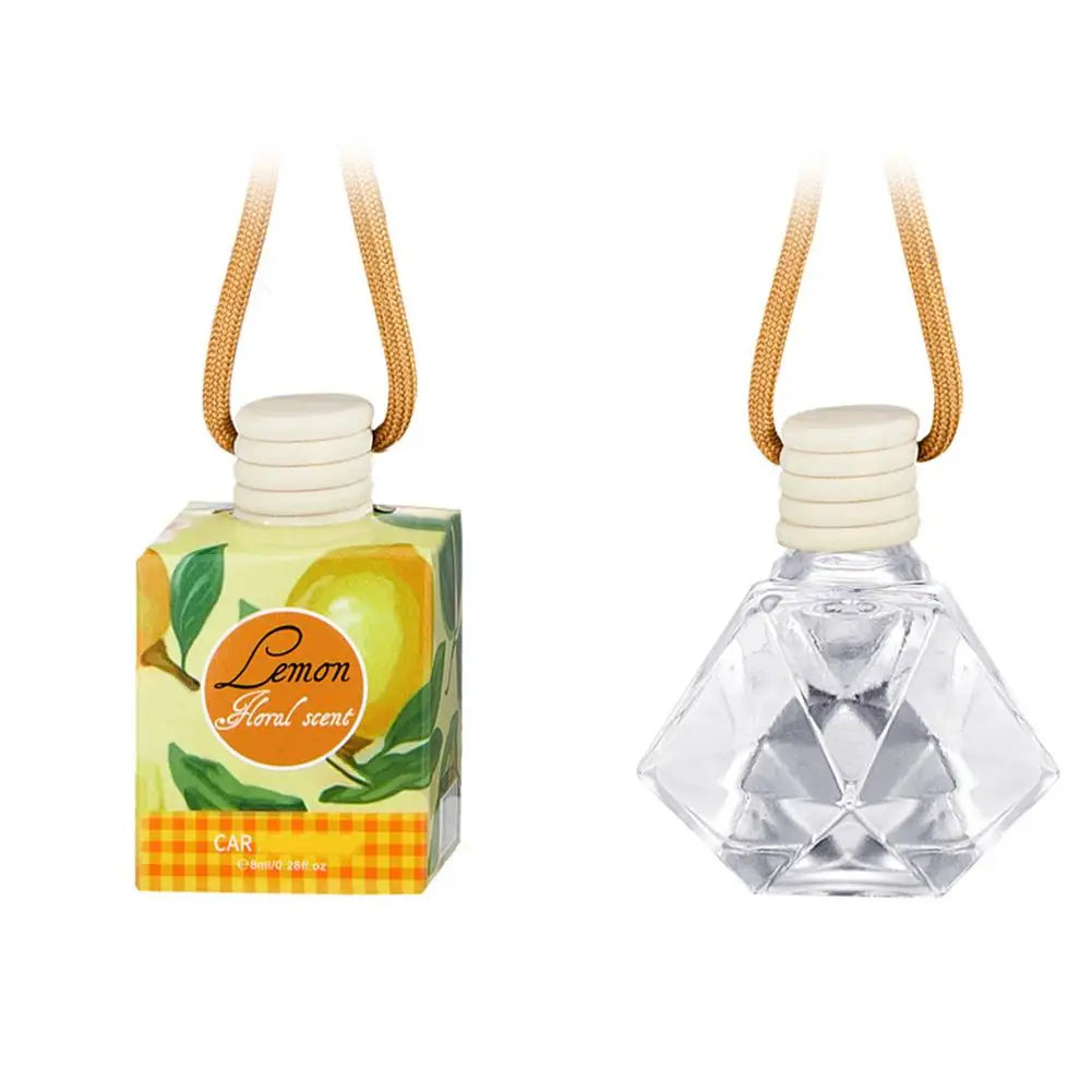 Diffuseur d'aromathérapie pour voiture, bouteille en verre suspendue, désodorisant automatique pour huiles essentielles, décor d'ornement de parfum de voiture naturel
