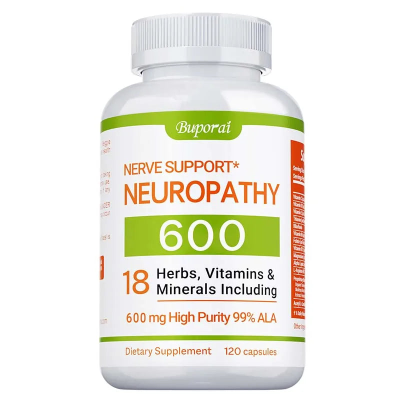 Complément de soutien pour la neuropathie 600 mg - Soutient le système nerveux, soulage le stress, favorise la fonction cérébrale et augmente l'énergie