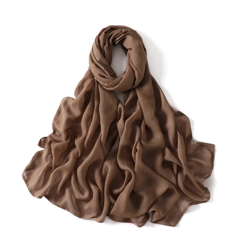 Ramadan Solid Color Plus Size Cotton Rayon Hijab Scarf Women's Muslim Headscarf Wraps Shawls Muslim Women's Headband Islamic Turban