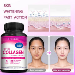 Collagène + Vitamine C plus Biotine, Soutien Anti-âge, Anant Anticontinuité, Éclaircissant, Peau, Cheveux & Supplément N64., 120 Capsules