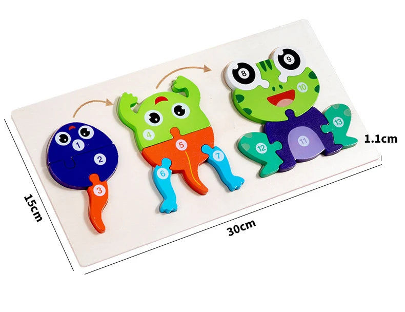 Jouet bébé en bois Puzzle 3D jouets cycle de vie puzzle dessin animé Puzzle pour enfants bébé éducation précoce Intelligence pour les enfants