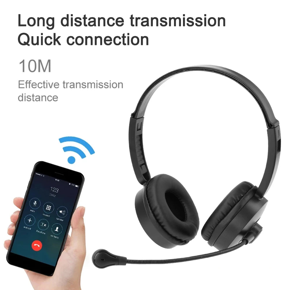 Casque sans fil Bluetooth 5.0 avec microphone antibruit, idéal pour les conducteurs de camion, les bureaux, les travaux sur le centre d'appels