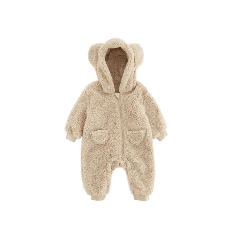 2025 combinaisons chaudes à capuche en polaire pour bébé automne hiver à manches longues barboteuses pour bébé nouveau-né garçon fille Homewear pyjamas