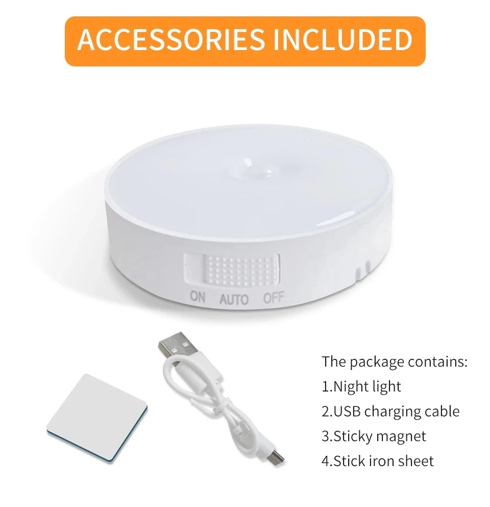 Lampe intelligente avec détecteur de mouvement, Rechargeable par Usb, lumière blanche chaude pour cuisine, escaliers, couloir, placard, chambre à coucher