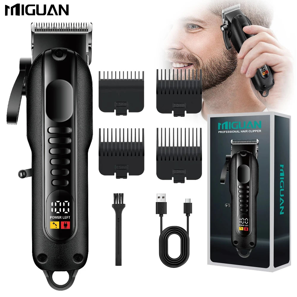 Tondeuse à cheveux professionnelle pour hommes avec écran LED, batterie au lithium rechargeable, chargement USB, tondeuse sans fil avec
