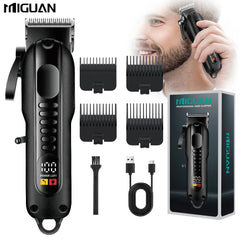 Tondeuse à cheveux professionnelle pour hommes avec écran LED, batterie au lithium rechargeable, chargement USB, tondeuse sans fil avec