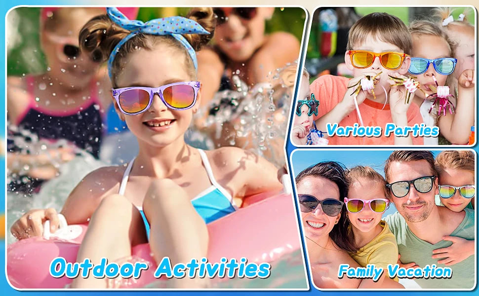 8 - 64pcs enfants lunettes de soleil cadeau de fête en vrac pour les enfants de 3 - 12 ans, lunettes de soleil translucides néon avec Protection UV 400, Pool birthday party Supplies Gift Bag pad