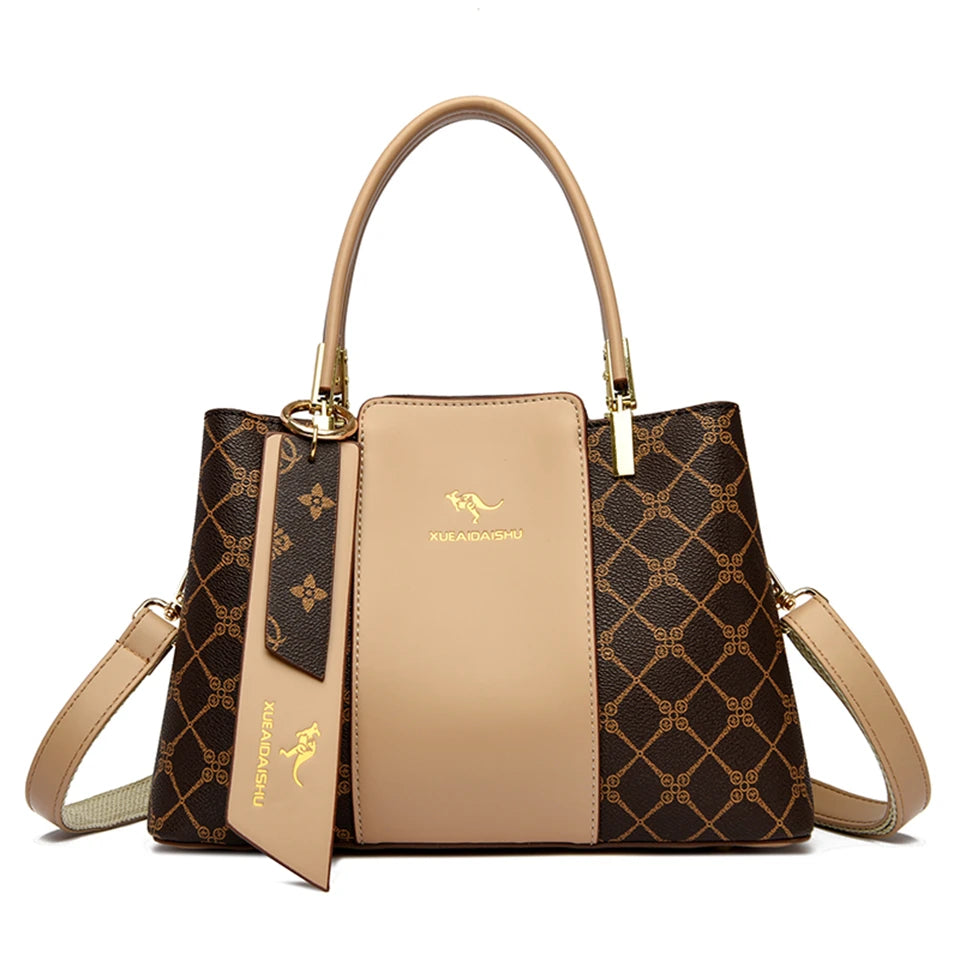 Sac à main de luxe imprimé grande capacité en cuir souple pour femmes, sac à bandoulière de loisirs de styliste pour dames