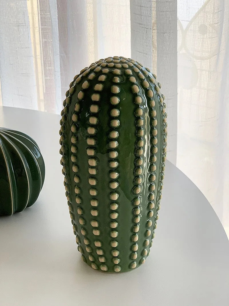 Home decor present 2024, Creative ceramic cactus, aesthetic decor, tropical desert, echinopsis room, green hotel ornament