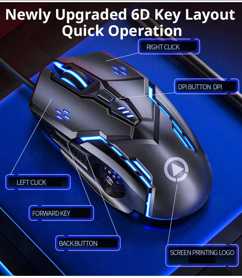 Silver Eagle G5 Muet Souris Filaire Six Clés Jeu Lumineux E-Sports Machines Ordinateur Accessoires Livraison Transfrontalière