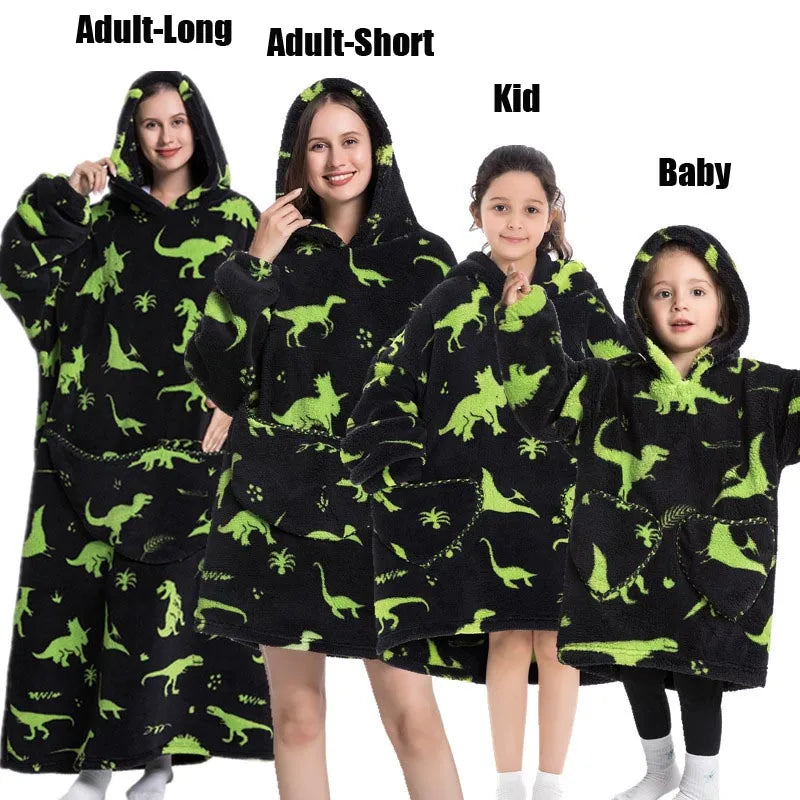Sweat-shirt à capuche d'hiver pour femmes et hommes, pull polaire géant TV, couverture surdimensionnée avec manches, vêtements citrouille d'halloween pour adultes