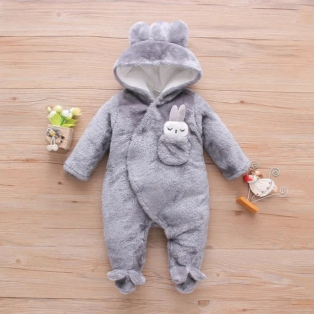 Vêtements d'escalade en peluche pour bébé de 0 à 2 ans, chauds et épais, en coton, avec chien et lapin, dessin animé, nouvelle collection automne et hiver