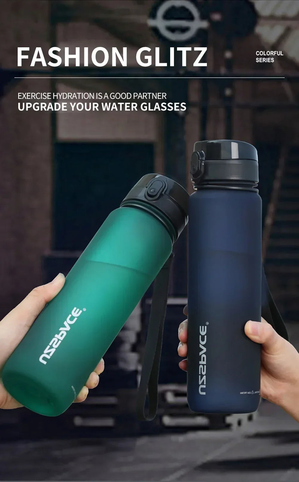 Bouteille d'eau portable sans BPA pour enfants et adultes, haute qualité, 500ml, 1000ml, cuillère à soupe de sport, clics amicaux, HI