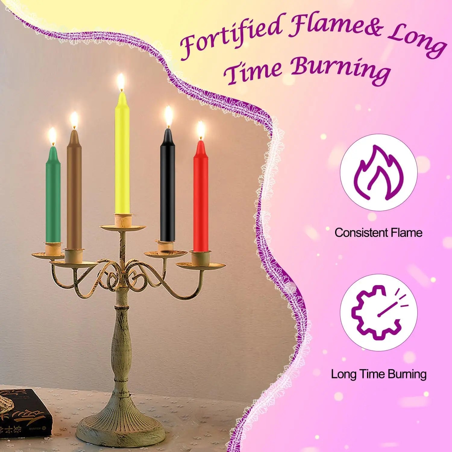 24 pièces de 4 cires colorées, sans goutte à goutte, sans fumée, sans parfum, bougies de dîner pour la maison, tirées à la main, de haute qualité, adaptées à l'église, au mariage, aux fêtes, aux situations d'urgen